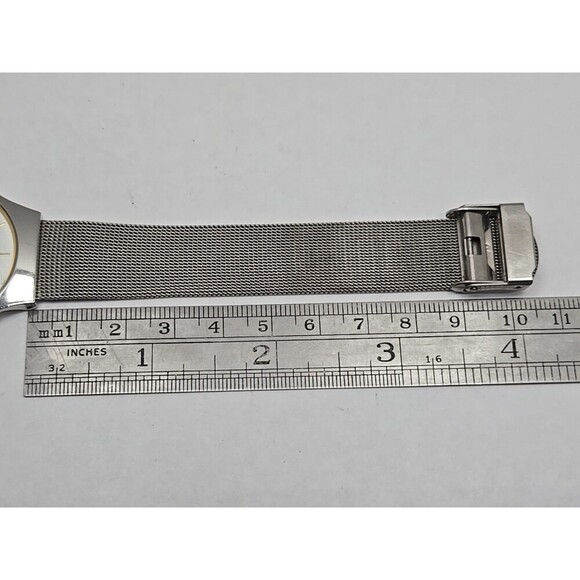 Skagen 233LGSC Slim Mesh Quartz Watch Silver Gold Two Tone New Battery 34mm Mens - Picture 7 of 10